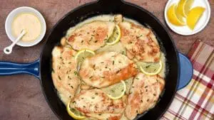 Five Ingredient Creamy Lemon Garlic Skillet Turkey feature