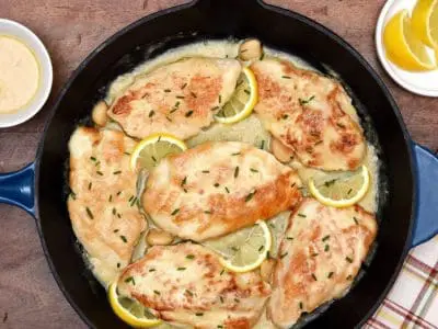 Five Ingredient Creamy Lemon Garlic Skillet Turkey feature