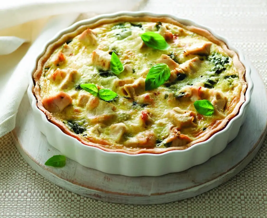 Chicken-Spinach-and-Basil-Quiche