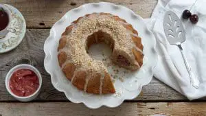 cherry rhubarb bundt cake