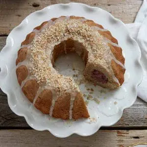 cherry rhubarb bundt cake