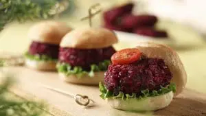 Beet and Lentil Burgers feature