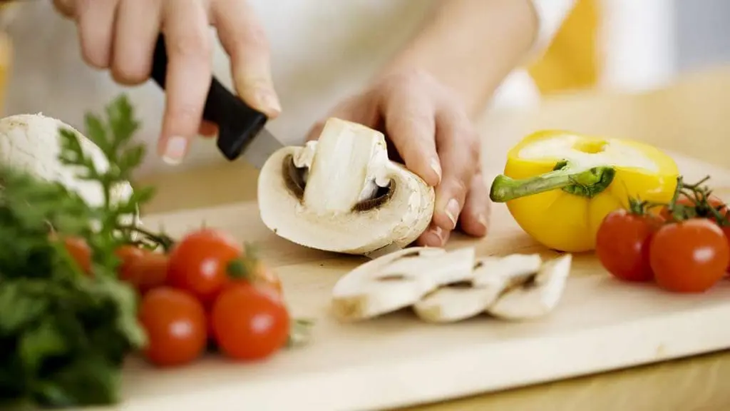 cutting mushrooms