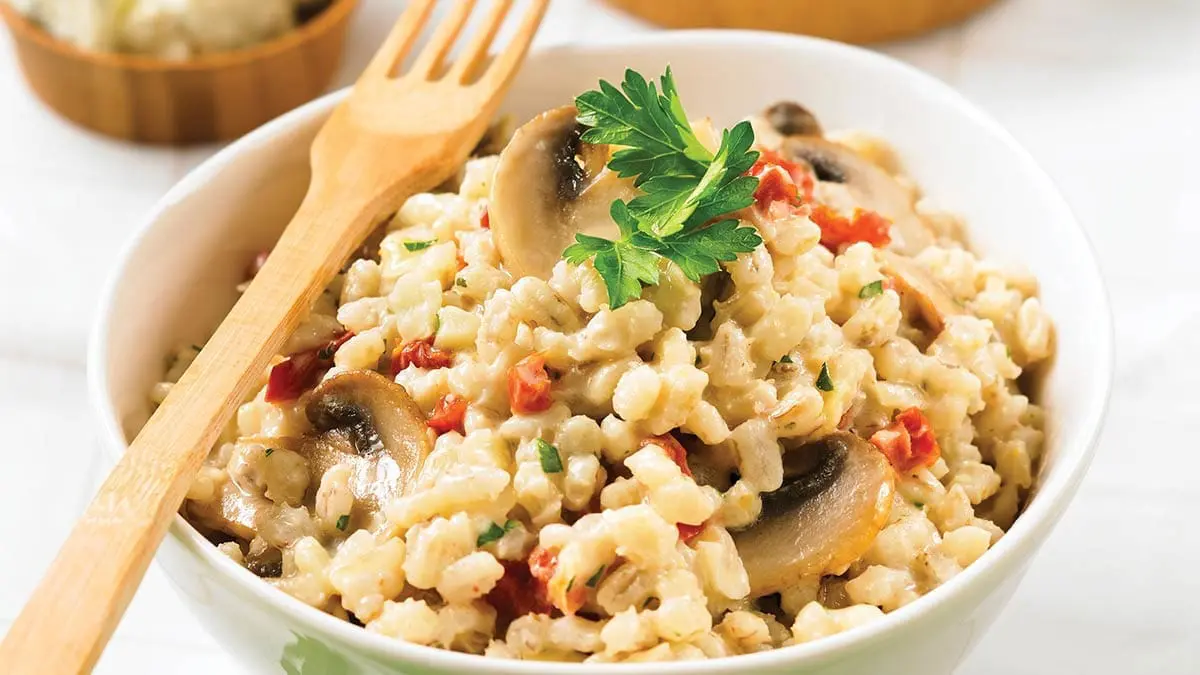 Baked Mushroom and Herb Barley Risotto