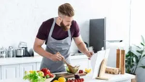 man cooking meal