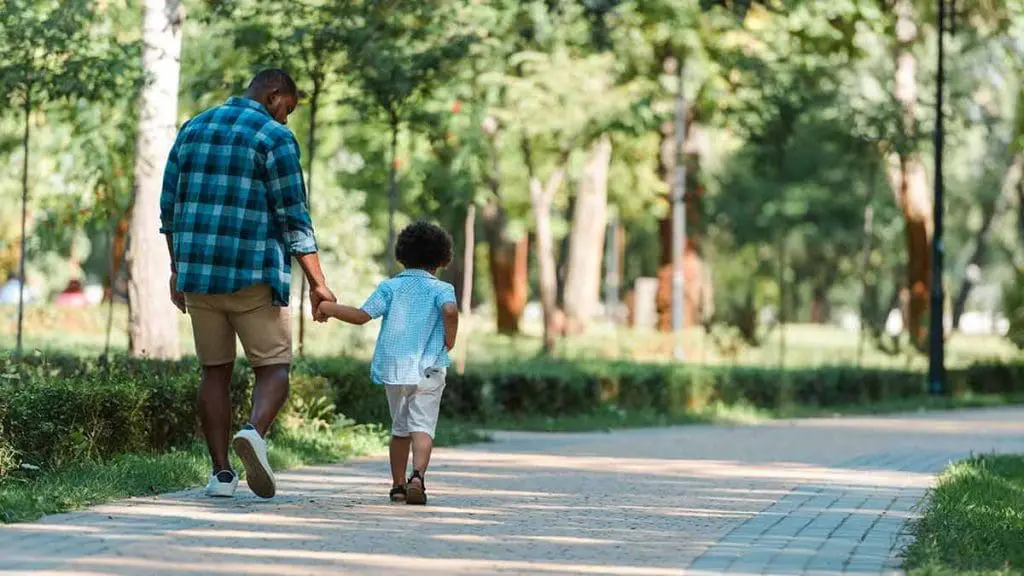 father son walking