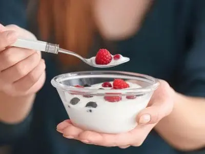 eating yogurt