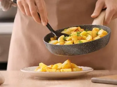 preparing potatoes
