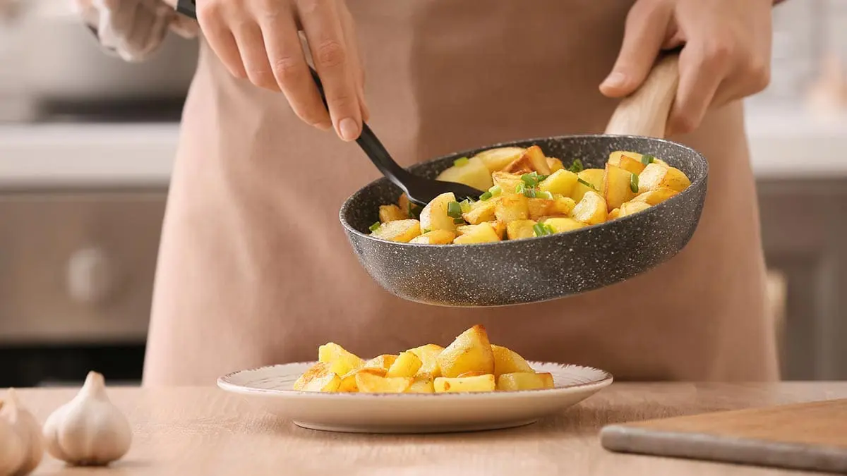 preparing potatoes