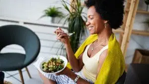 woman eating meal