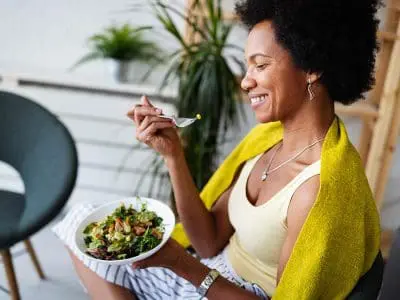 woman eating meal