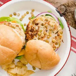 Curried Chicken Lentil Burgers