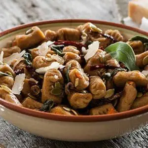 barley sweet potato gnochi sundried tomatoes pumpkin seeds sage