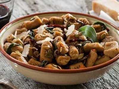 barley sweet potato gnochi sundried tomatoes pumpkin seeds sage