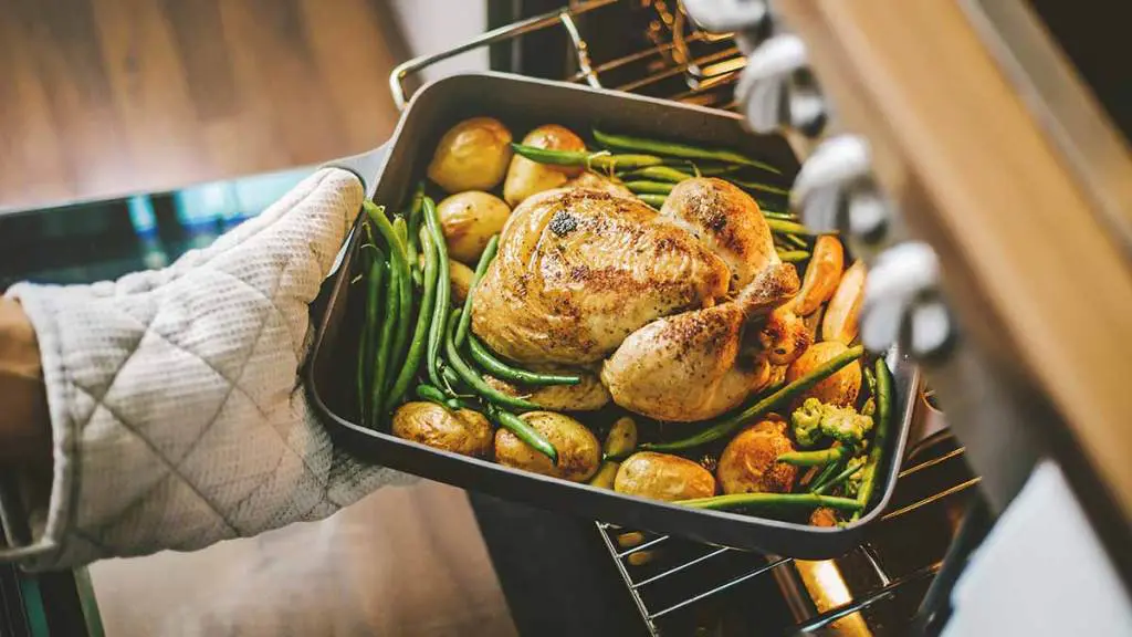 baked-chicken-potatoes-beans