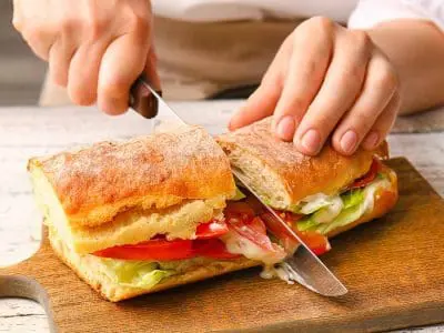 cutting sandwich