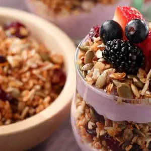 sprouted lentil granola parfait