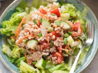 Easy Veggie Tuna Barley Salad