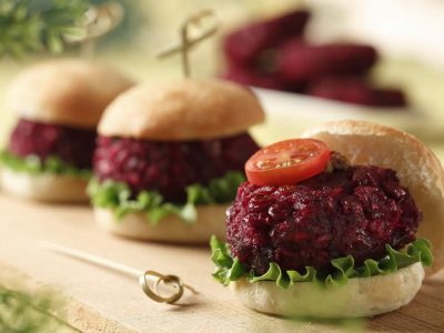 Beet and Lentil Burgers feature