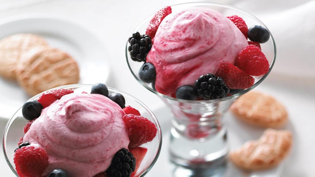 raspberry cream with berries