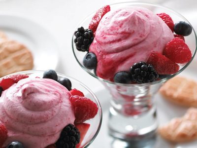 raspberry cream with berries