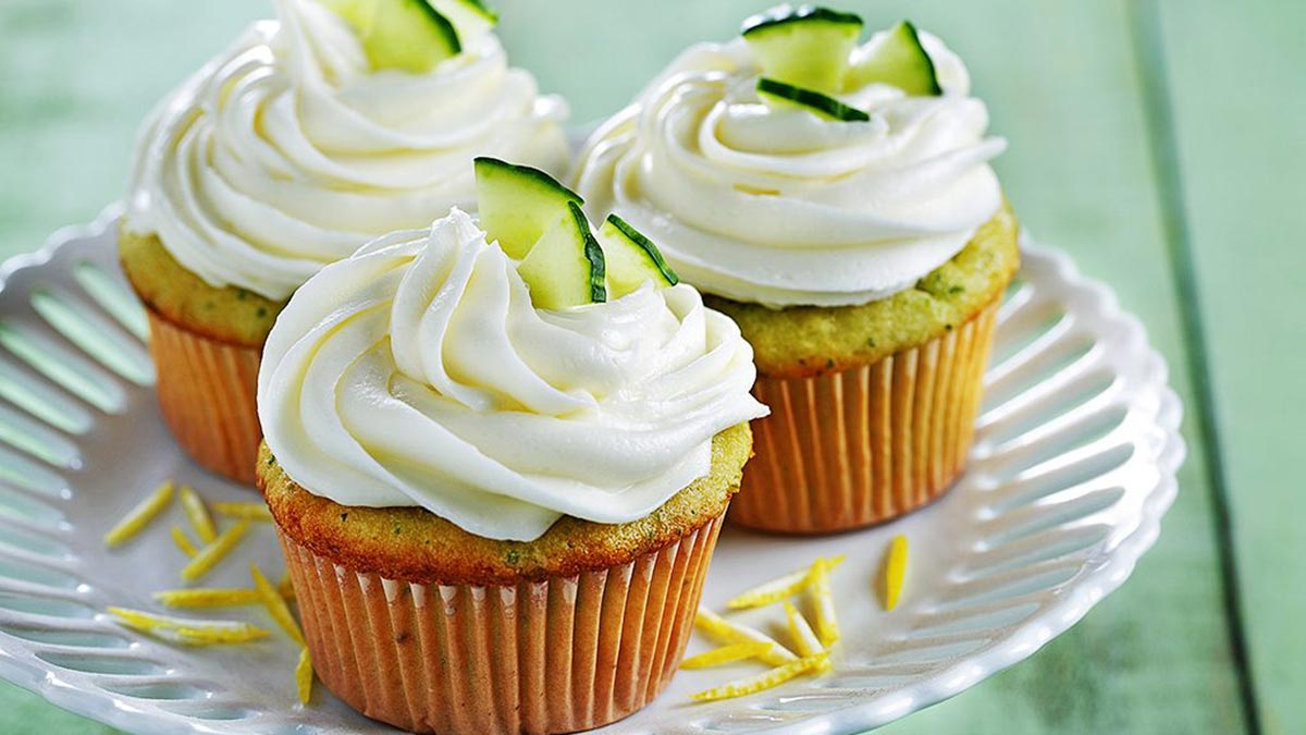 Cucumber-Lemon Cupcakes-with-Lemon Cream-Cheese-Icing