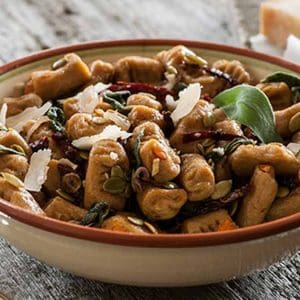 barley sweet potato gnochi sundried tomatoes pumpkin seeds sage