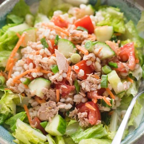 Easy Veggie Tuna Barley Salad