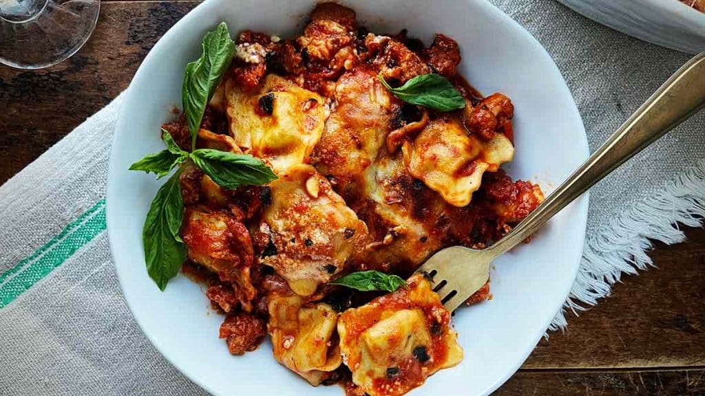 Ravioli-Lasagna-with-Italian-Sausage-and-Ricotta