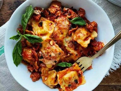 Ravioli-Lasagna-with-Italian-Sausage-and-Ricotta