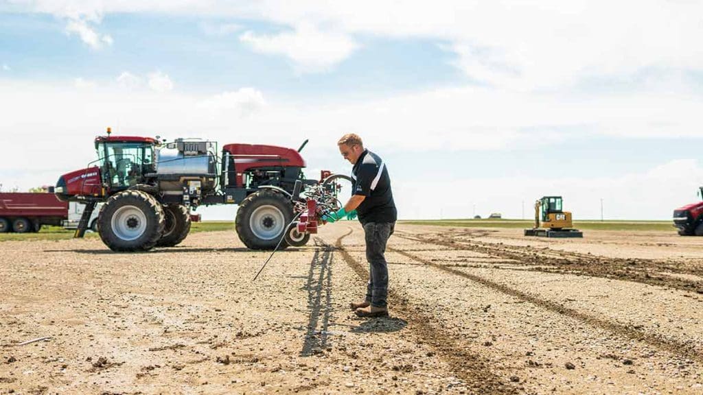 working on sprayer