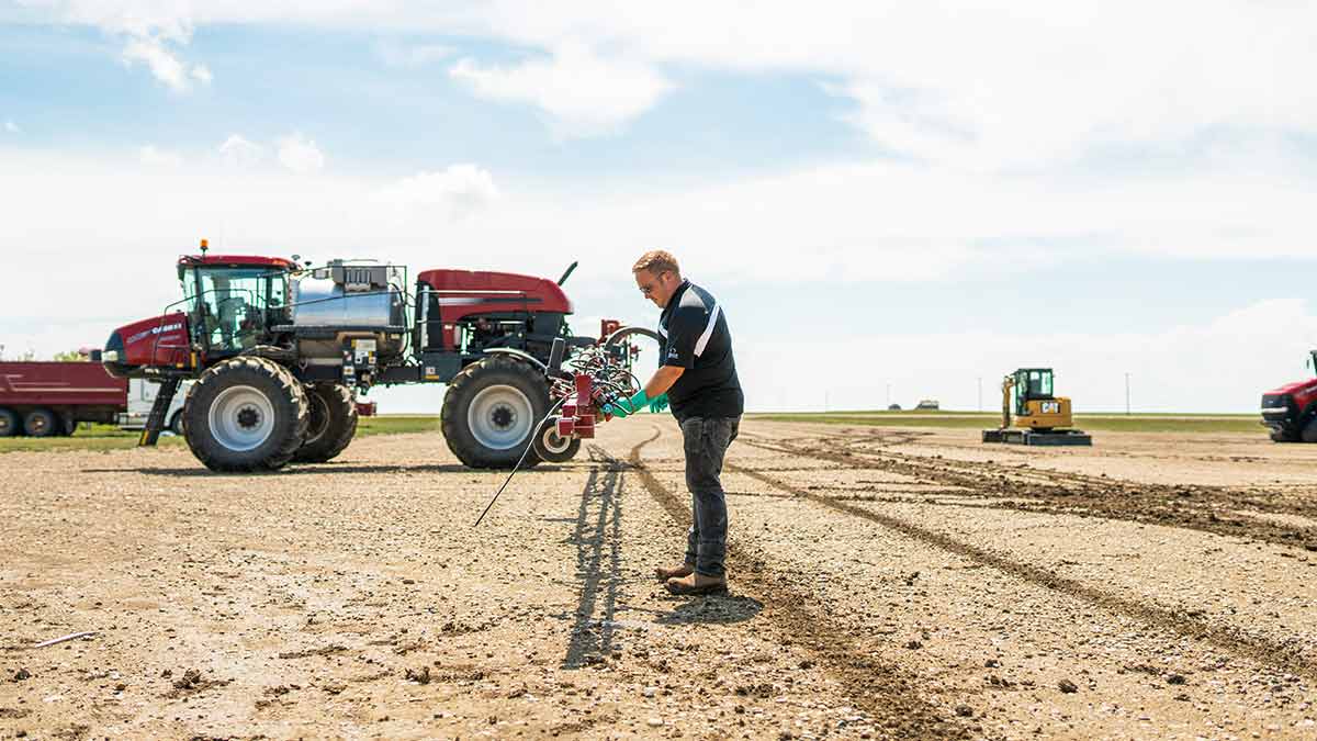 working on sprayer