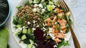 Honey-Dill-Salmon-and-Lentil-Bowls