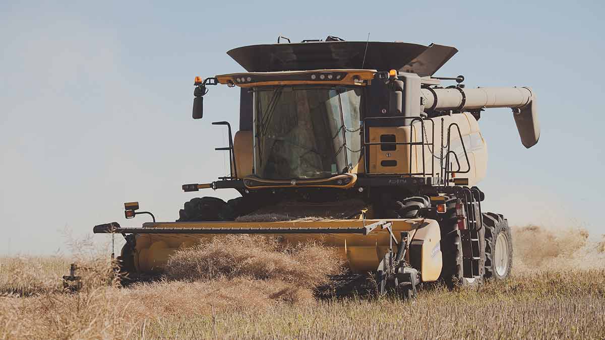 combine picking up swath
